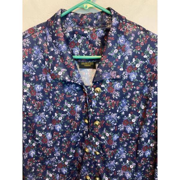90's Vintage Long Sleeve Silky Floral Collared Double Button Blouse Size XL - Picture 3 of 12